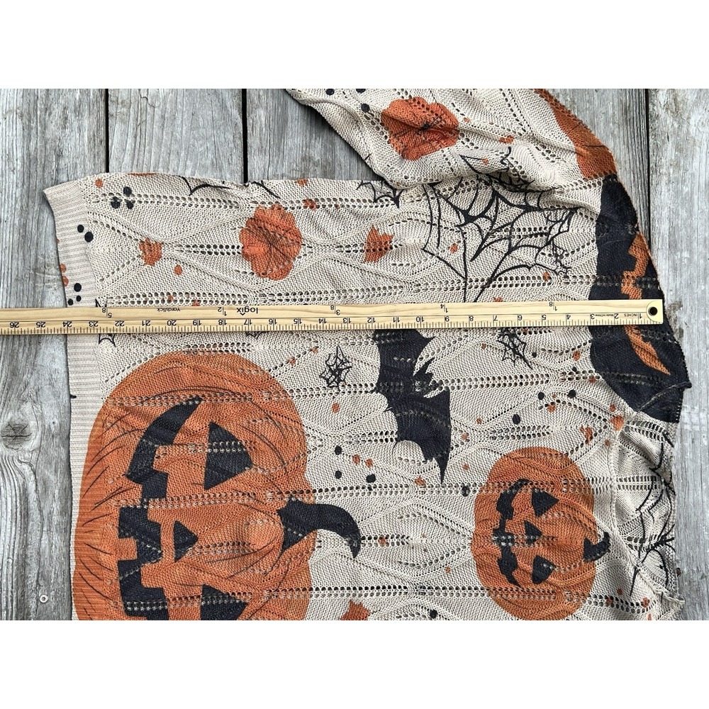 Halloween Pumpkin Bat Hollowed-Out Sweater, Loose Batwing Lazy Style Top New - Picture 7 of 9
